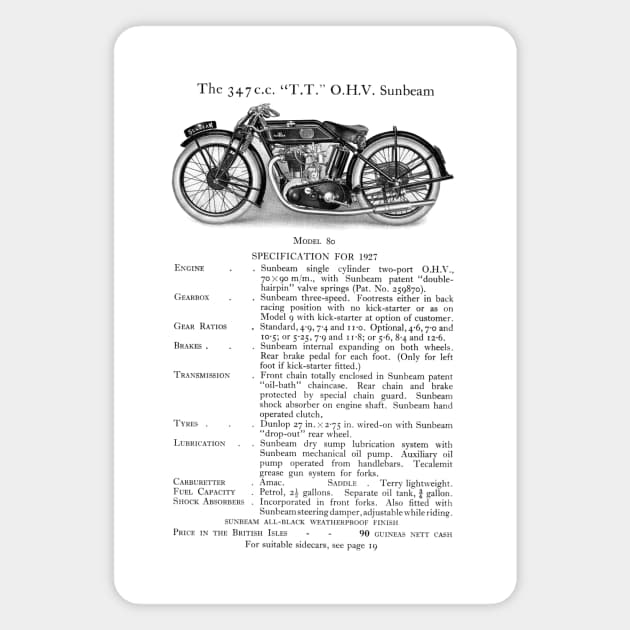 Sunbeam motorbike catalogue  1927 Magnet by Random Railways